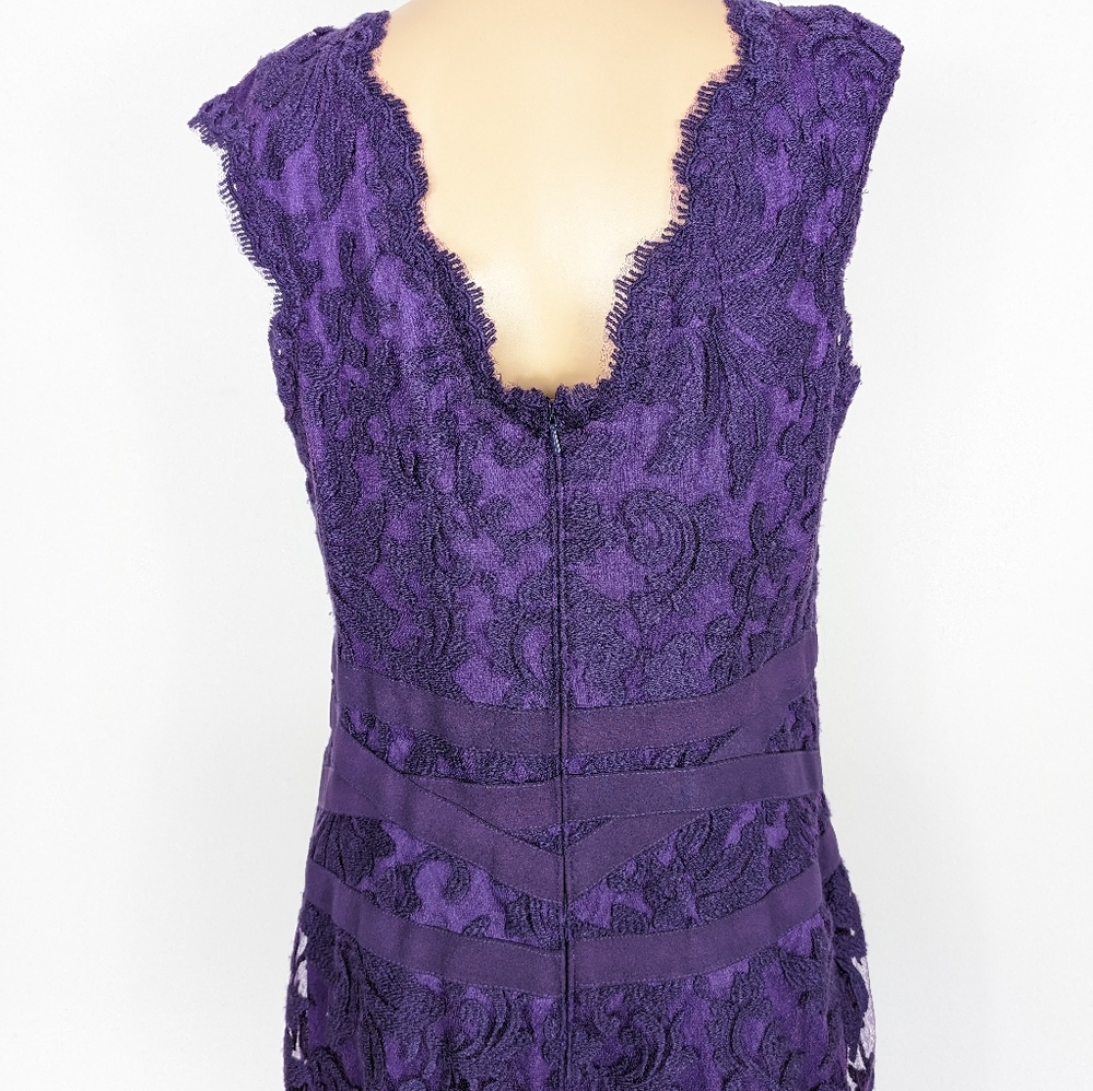 Tadashi Shoji embroidered lace sheath knee-length dress size 8 - Picture 9 of 11